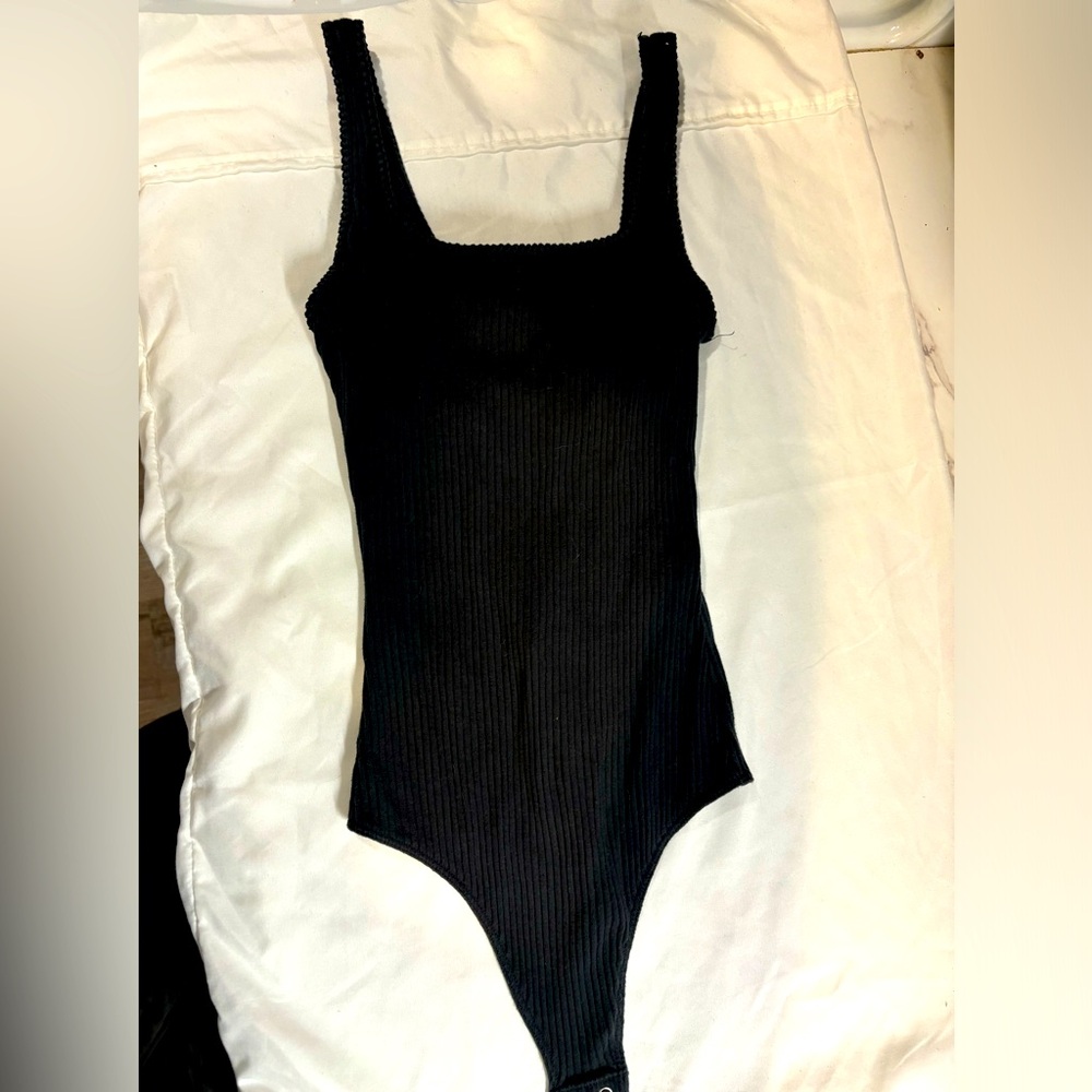 Hollister XS Black ribbed body suit